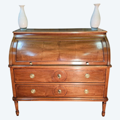 Blond Walnut Louis XVI Cylinder Desk