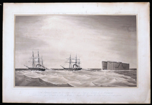 FRENCH SCHOOL, 1868, The towing of a floating dock towards Alexandria (LARGE FORMAT)