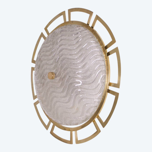 Large brass & Murano "soleil" wall / ceiling light.