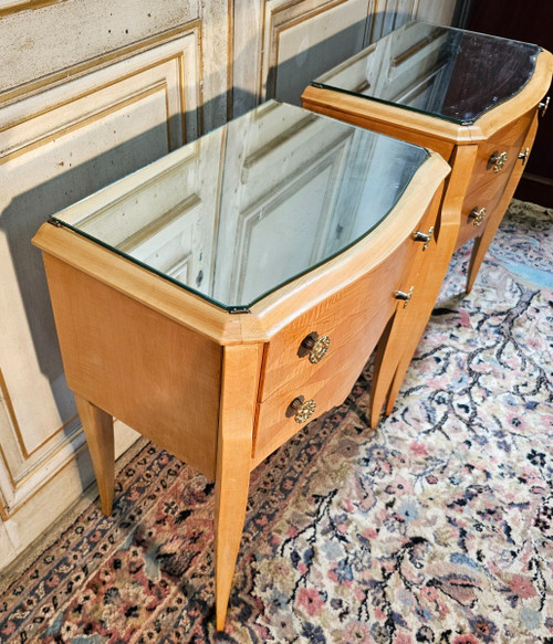 Pair Of Art Deco Period Headboards 1930/1940 In Sycamore