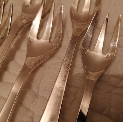 12 forks + assorted cake scoop Orly model Christofle silverware