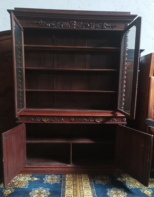 Large Louis XIII solid oak bookcase