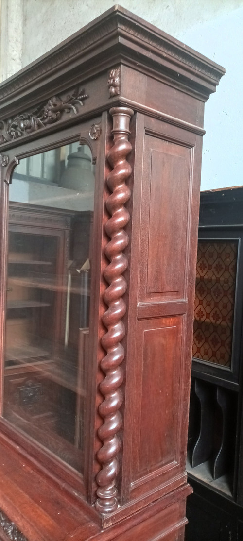 Large Louis XIII solid oak bookcase