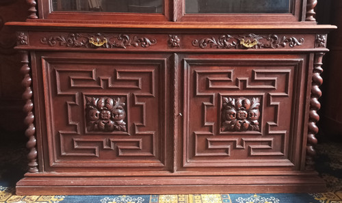 Large Louis XIII solid oak bookcase