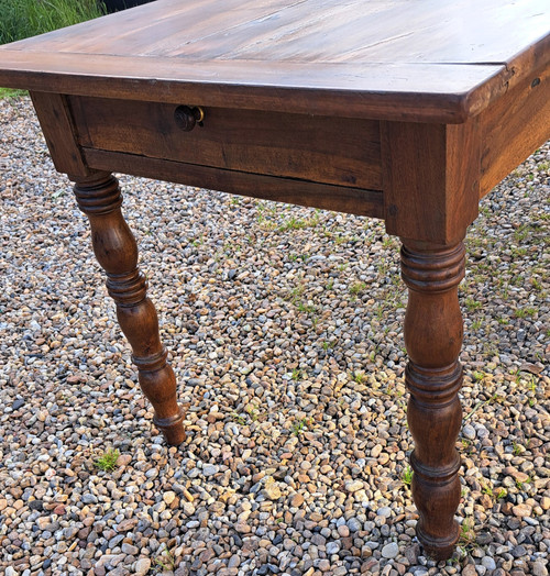 late 19th century solid blond walnut kitchen table