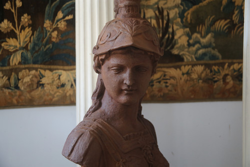  Large cast-iron bust of Athena, early 20th century