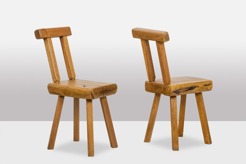 Mobichalet. Brutalist style set of 10 chairs. 1960′. LS53302207J