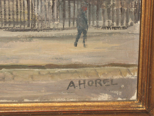 Portail de l'église Saint Maclou, Rouen oil on canvas signed by Albert Horel 1876-1964