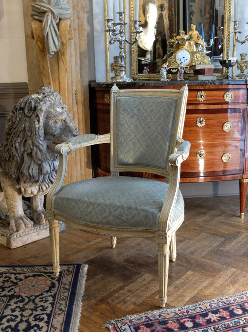 Pair of Louis XVI period lacquered armchairs