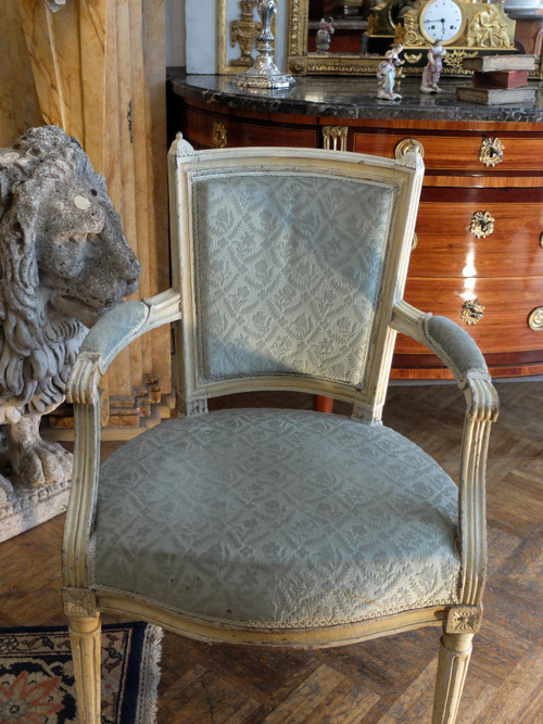 Pair of Louis XVI period lacquered armchairs