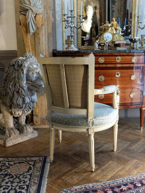 Pair of Louis XVI period lacquered armchairs