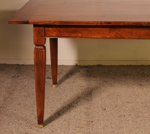 19th Century Cherry Wood Refectory Table With Louis XVI Caneled Legs