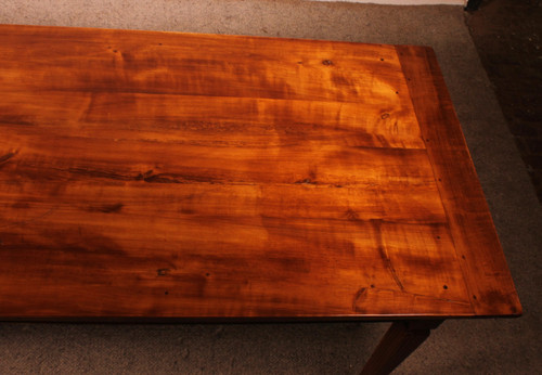 19th Century Cherry Wood Refectory Table With Louis XVI Caneled Legs