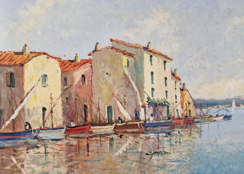 Vincent MANAGO (1880-1936) Original Öl/Tafel, signiert – Martigues, Riviera, Meer, Hafen, Süden