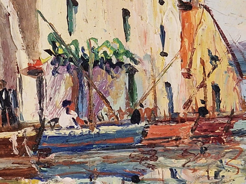 Vincent MANAGO (1880-1936) Original Öl/Tafel, signiert – Martigues, Riviera, Meer, Hafen, Süden