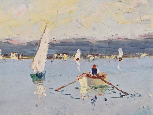 Vincent MANAGO (1880-1936) Original Öl/Tafel, signiert – Martigues, Riviera, Meer, Hafen, Süden