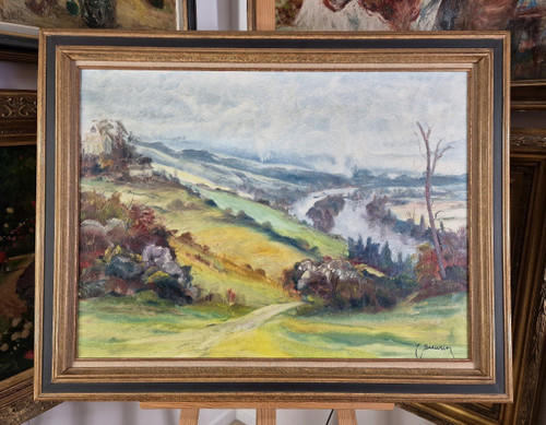 Jean SIEURIN (1931-2024) Signed French original oil/canvas - Landscape, Normandy, Seine, Boat