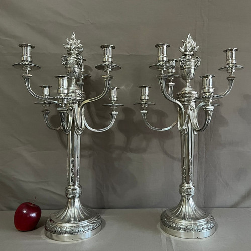 André AUCOC - Very Important Pair Of Solid Silver Candelabra XIXth Century