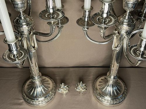 André AUCOC - Very Important Pair Of Solid Silver Candelabra XIXth Century