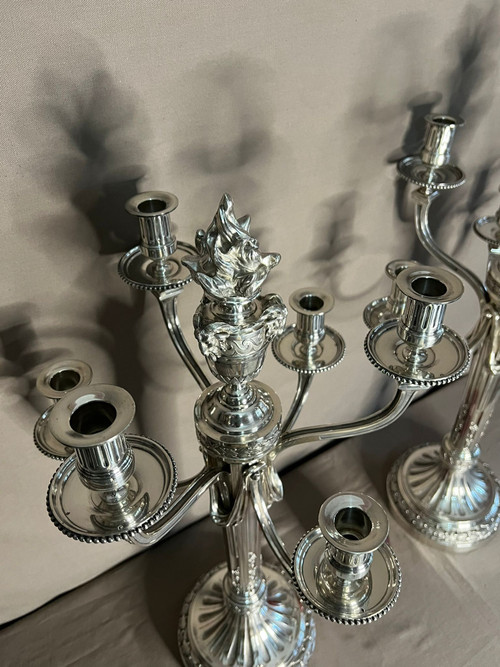 André AUCOC - Very Important Pair Of Solid Silver Candelabra XIXth Century