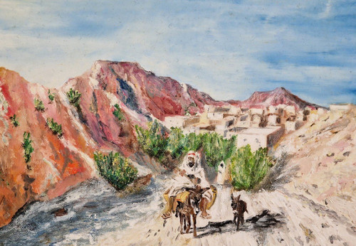 Paul FLAUBERT (1928-1994) Original Öl/Karton, signiert – Orientalist, Maghreb, Berg, Landschaft