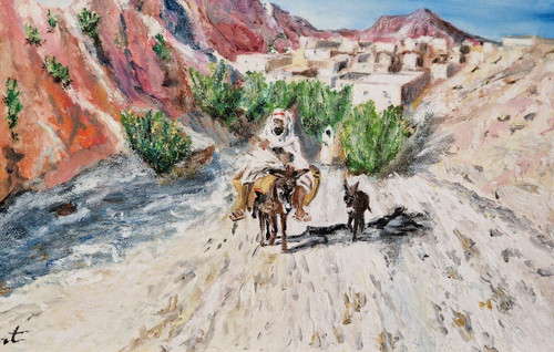 Paul FLAUBERT (1928-1994) Original Öl/Karton, signiert – Orientalist, Maghreb, Berg, Landschaft