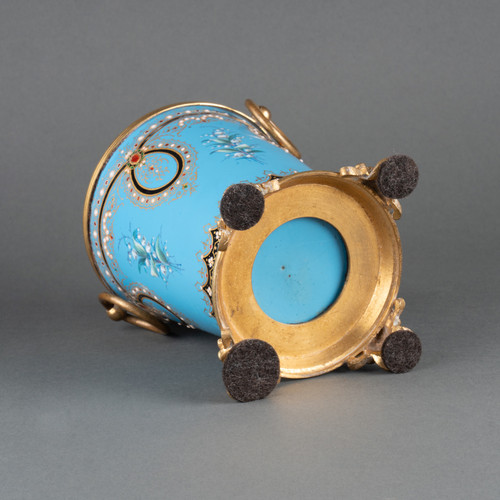 Small Enameled Cache Pot, 19th Century