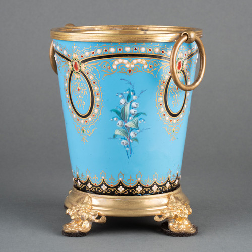 Small Enameled Cache Pot, 19th Century