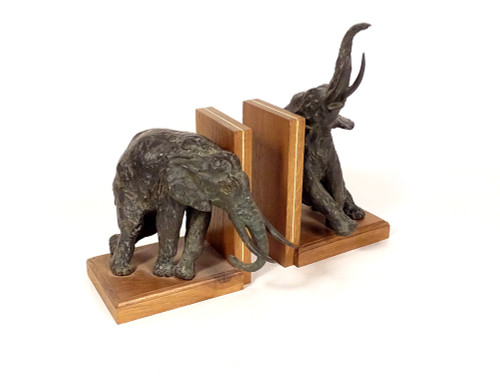 Paire Serre-livres Sculptures éléphants Ary Bitter Bronze Art Déco XXème