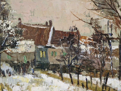 Maurice LEMAITRE (1929-2018) Signed French original oil/canvas -Landscape, Winter, Snow, Countryside