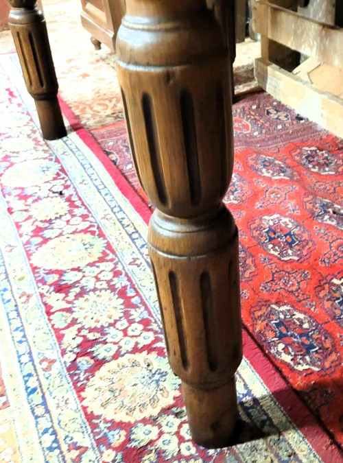 Butcher's block in beech with wooden top opens with a large drawer early 20th century