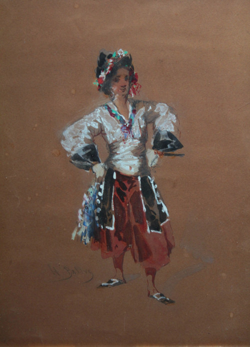 Study of oriental costume' by Hippolyte Ballue (1820-1867)