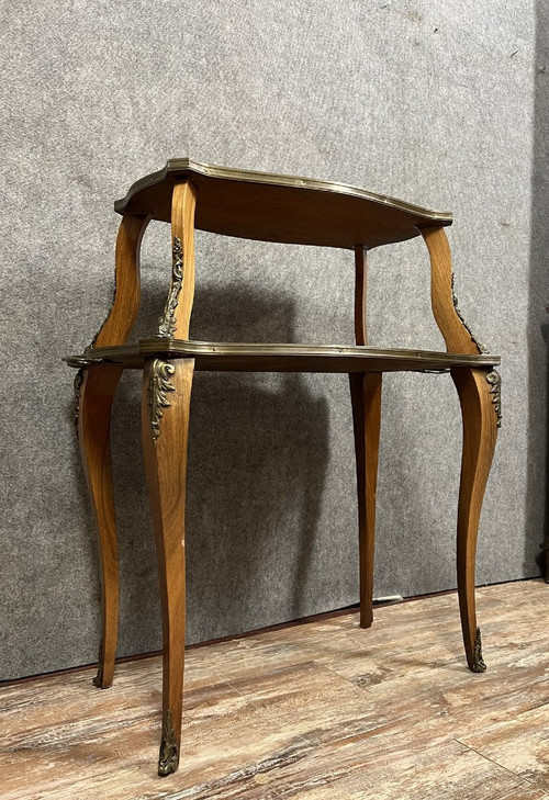 Double-top tea table in marquetry, Napoleon III period, circa 1870-1890