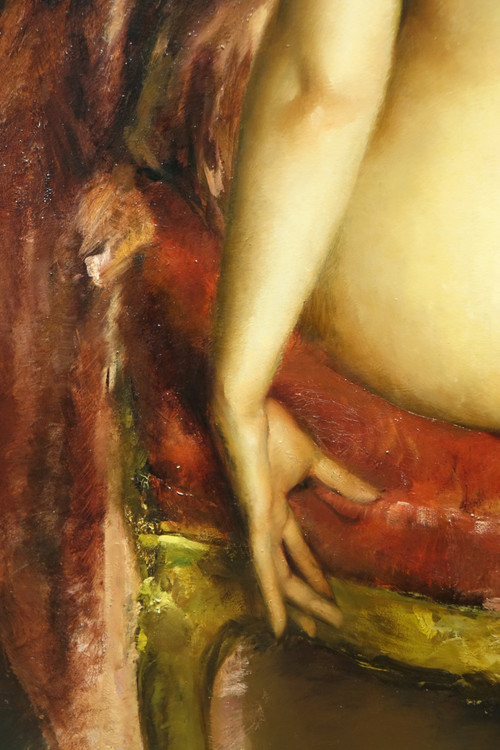 Large oil on panel, female nude from behind, G.P. RESTELLINI, 1931