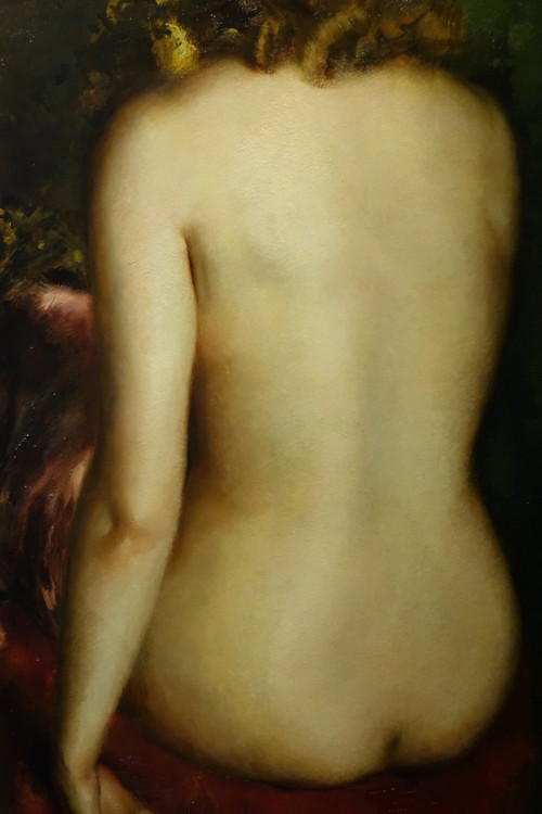 Large oil on panel, female nude from behind, G.P. RESTELLINI, 1931