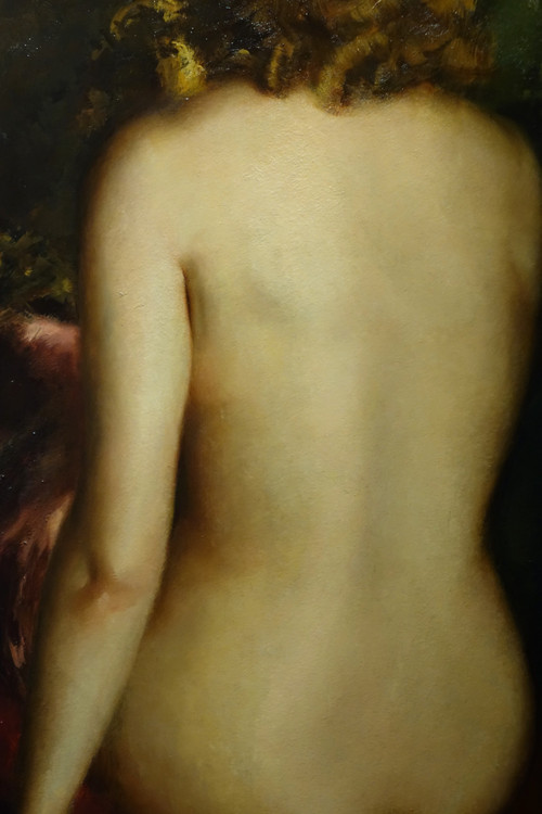 Large oil on panel, female nude from behind, G.P. RESTELLINI, 1931