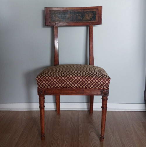 Georges Jacob - Etruscan chair - very rare painted headband - le crin fabric