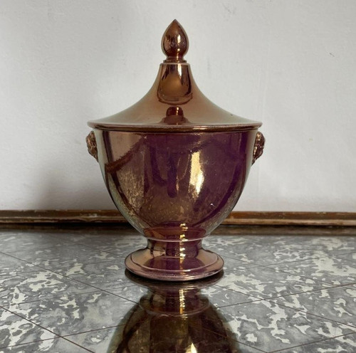 Sarreguemines, circa 1830 - Burgos sugar bowl - porphyry-style earthenware