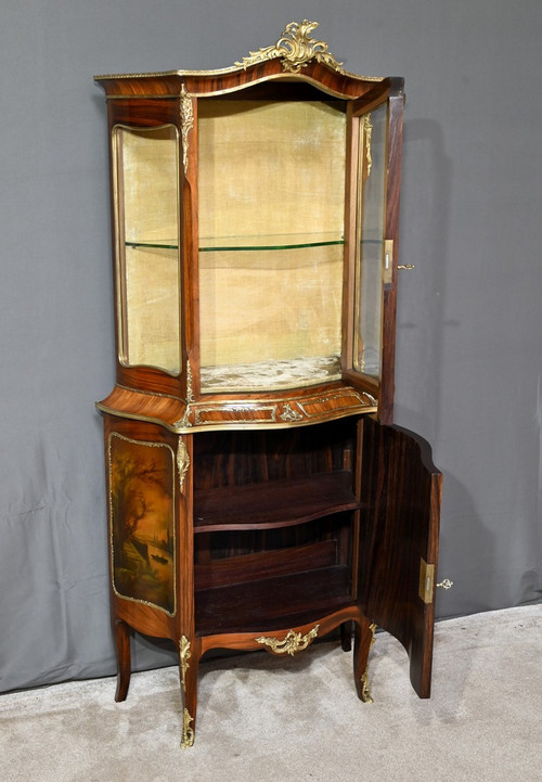 Rosewood display cabinet, Napoleon III period, Louis XV/Louis XVI style - Mid-19th century