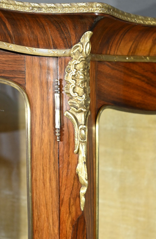 Rosewood display cabinet, Napoleon III period, Louis XV/Louis XVI style - Mid-19th century