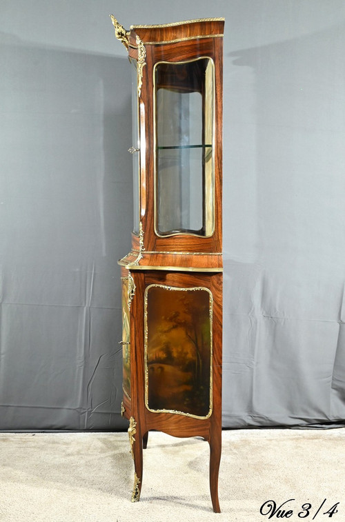 Rosewood display cabinet, Napoleon III period, Louis XV/Louis XVI style - Mid-19th century