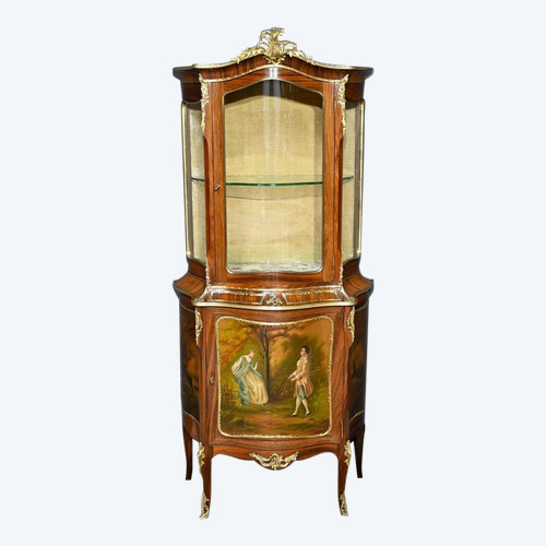 Rosewood display cabinet, Napoleon III period, Louis XV/Louis XVI style - Mid-19th century