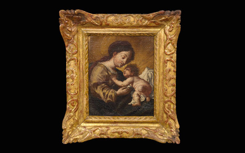 Madonna mit Kind XVIII. Jahrhundert Öl auf Leinwand