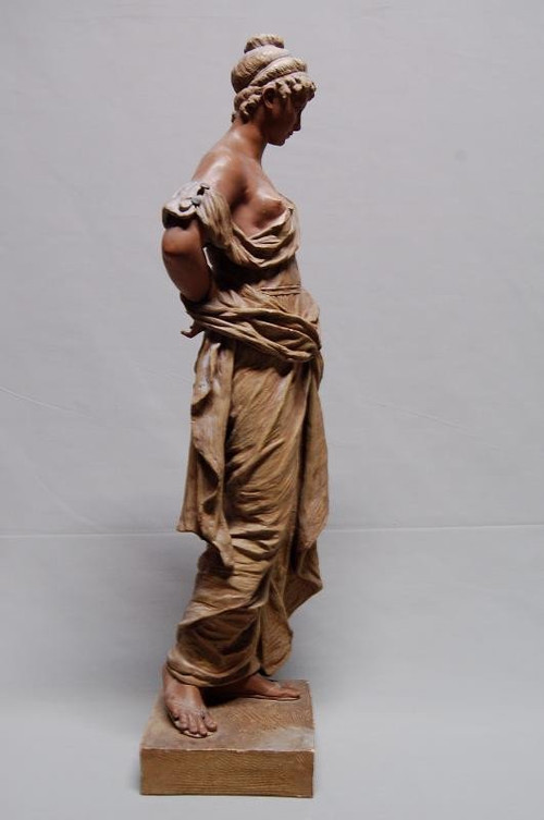 Goldscheider Large Sculpture Woman Dressed in Antique Drape