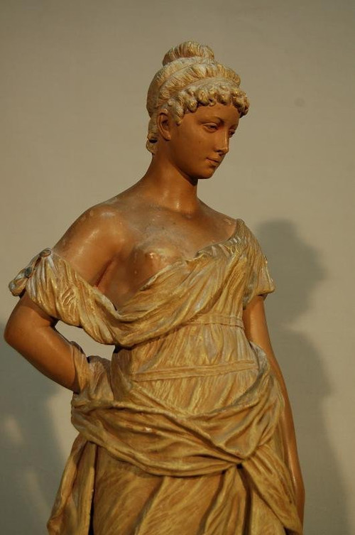 Goldscheider Large Sculpture Woman Dressed in Antique Drape