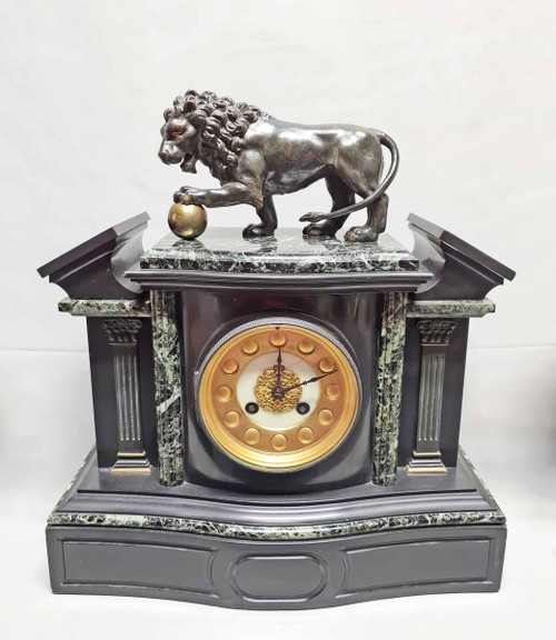 Medici Lion Architectural Clock with Cassolettes