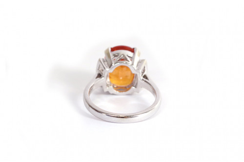 Mandarin garnet ring in white gold 18k, orange garnet spessartite, vintage ring, pre-owned jewelry