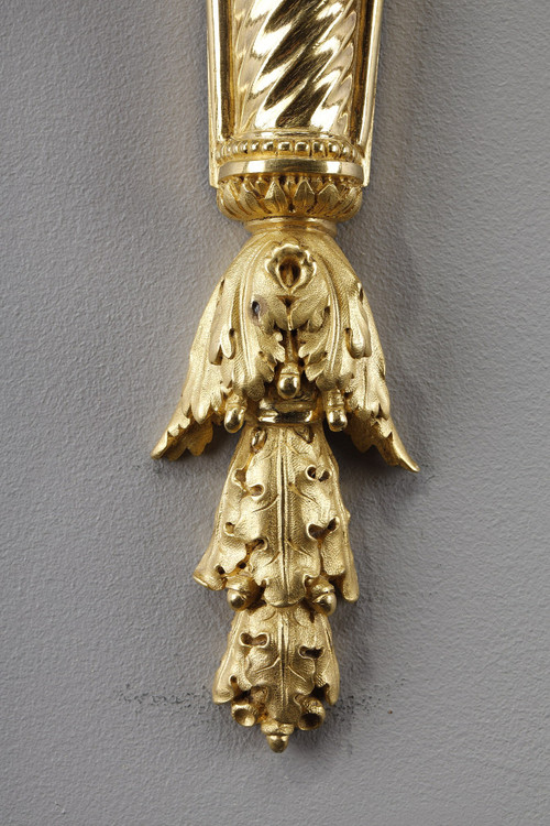 Coppia di appliques in bronzo dorato in stile Luigi XVI