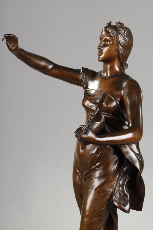 Figure en bronze patiné médaille "Muse des bois" d'après Henri-Louis Levasseur