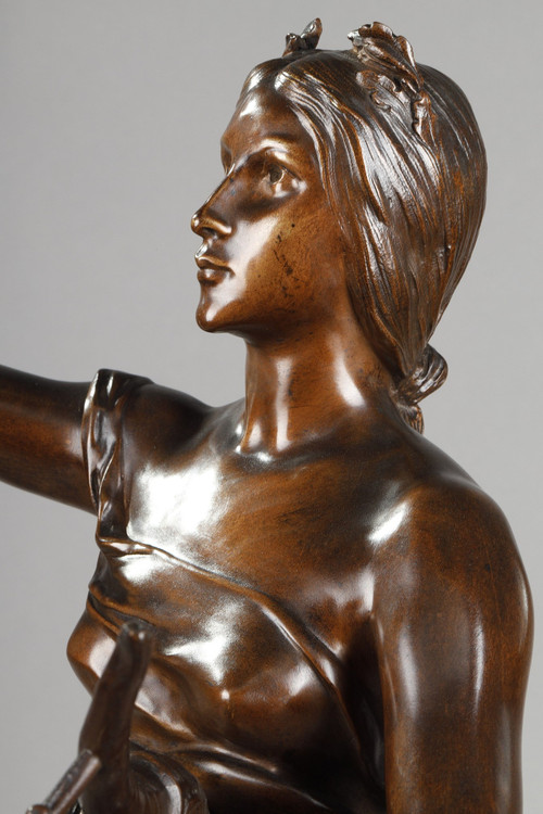 Figure en bronze patiné médaille "Muse des bois" d'après Henri-Louis Levasseur